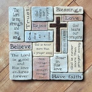 Religious garden stone or plaque